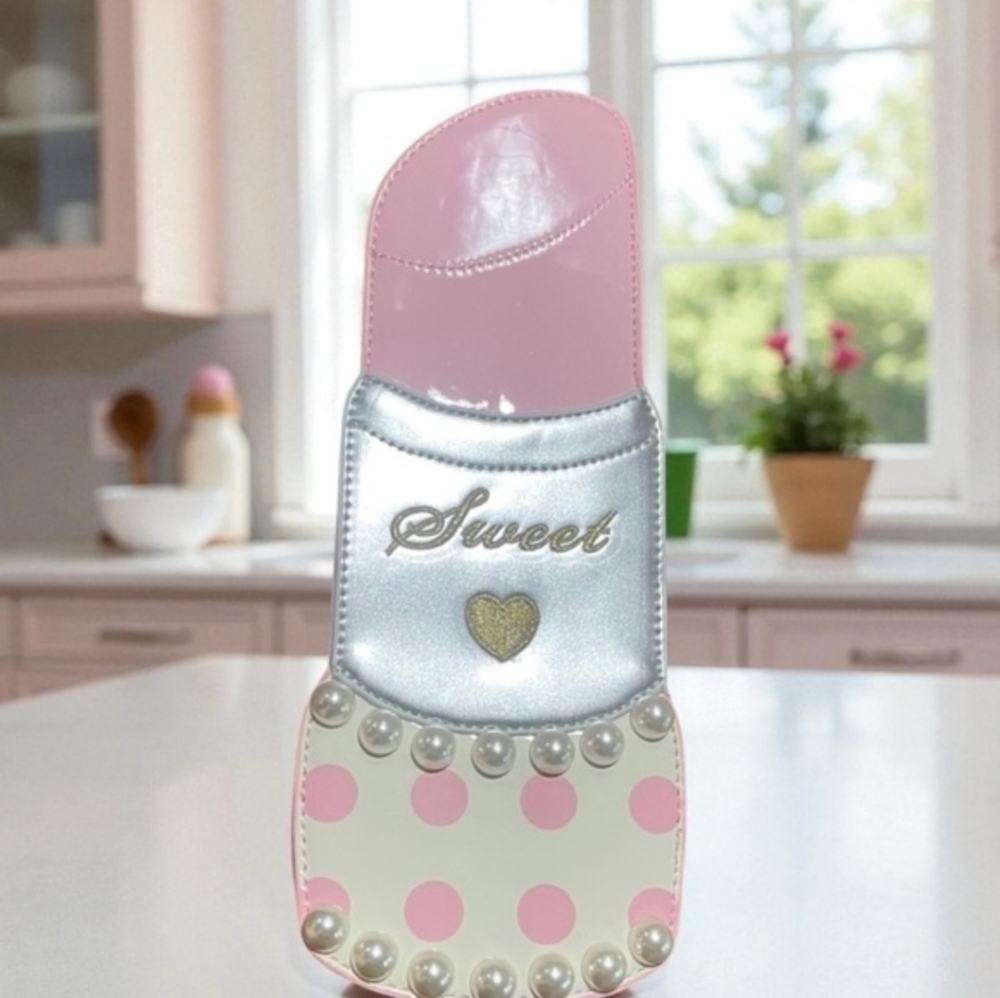 Chic Pink and Silver Women's Lipstick Styled Bag - Picture 3 of 6